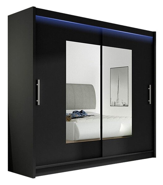 Gardróbszekrény Closico Pallor VII, Laminált forgácslap, 215x180x58cm, Fekete