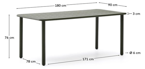 Acél kerti étkezőasztal 90x180 cm Brai – Kave Home