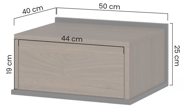 Zenar fali éjjeliszekrény fiókkal 50 cm - elegáns dió / fekete