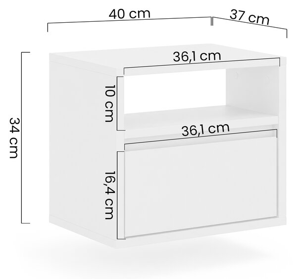 Zolia fali éjjeliszekrény 40 cm fiókkal - elegáns dió