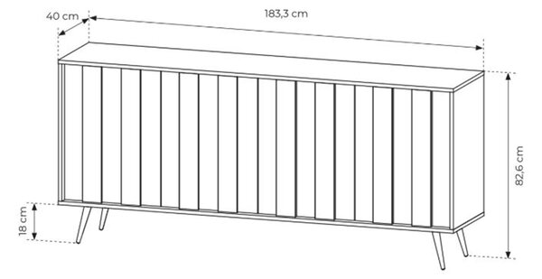 Flaro komód 183 cm világítással - dunin tölgy