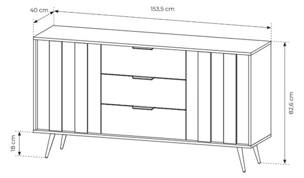 Flaro komód fiókokkal 153 cm - dunin tölgy
