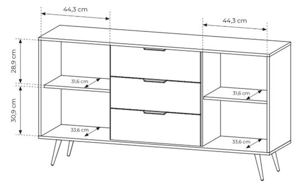 Flaro komód fiókokkal 153 cm - dunin tölgy