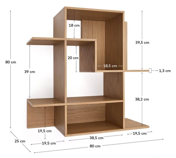 Natúr színű moduláris polcrendszer tölgyfa dekorral 80x80x25 cm Ina – Kave Home