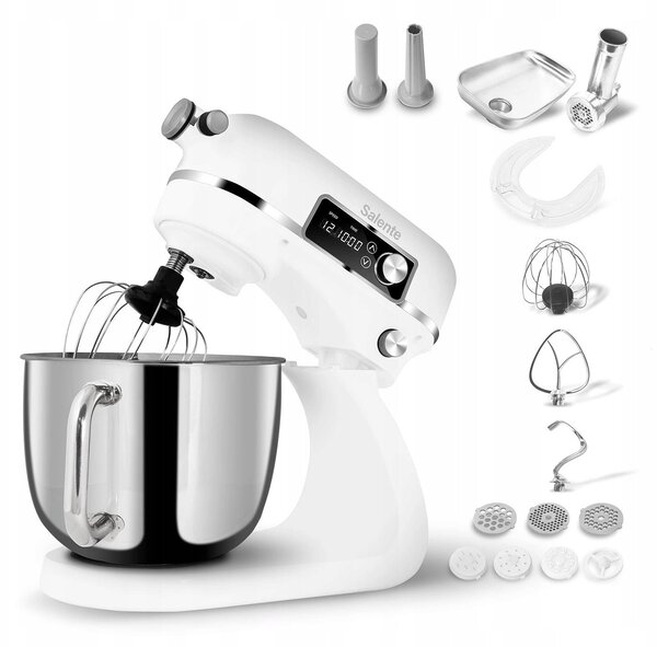 Salente DigiChef+, konyhai robotgép, 6 literes tál, teljesen fémből, húsdaráló, digitális kijelző, fehér színű (MRS-DIGICHEFPLUS)