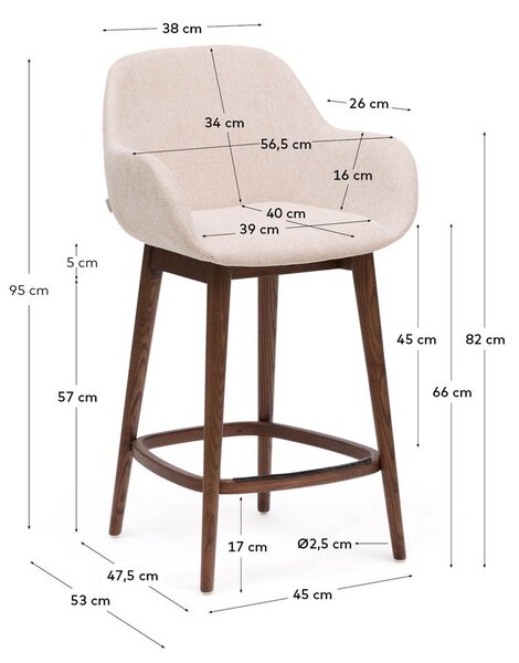 Bézs kárpitozott karfás bárszék (ülésmagasság 66 cm) Konna – Kave Home