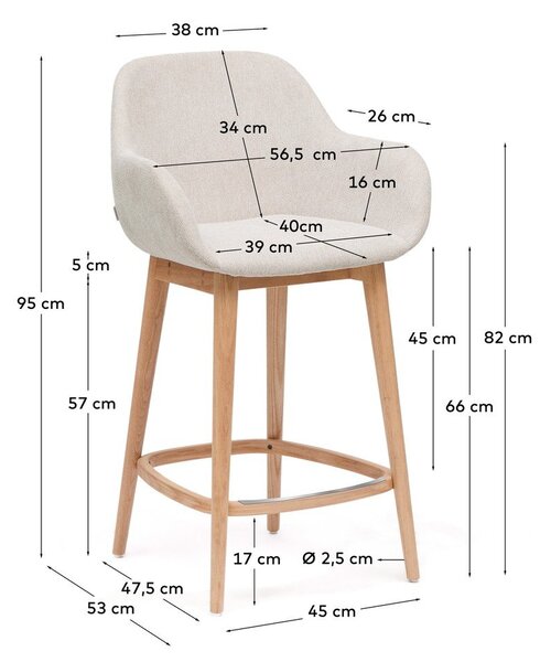 Bézs kárpitozott karfás bárszék (ülésmagasság 66 cm) Konna – Kave Home