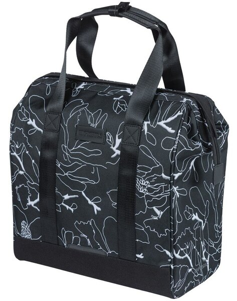 Sakwa miejska pojedyncza BASIL GRAND FLOWER BICYCLE SHOPPER 23L, MIK Hooks System, black (NEW 2026)