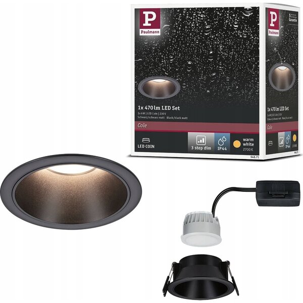 Paulmann Cole Coin Beépíthető lámpa LED 6 W Fekete (94871)