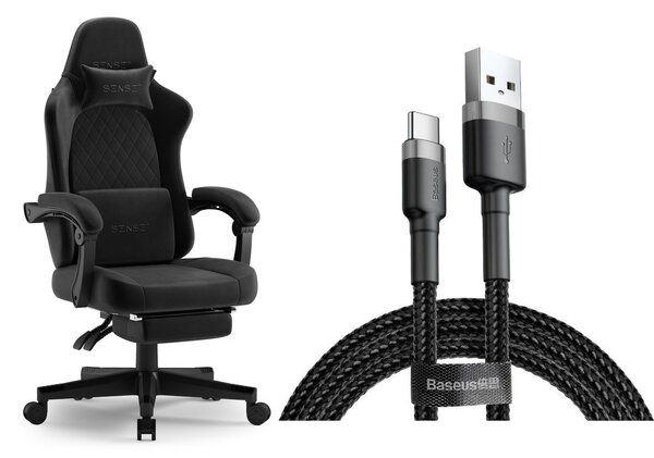 SENSE7 DEVON Gamer szék Alcantara fekete
