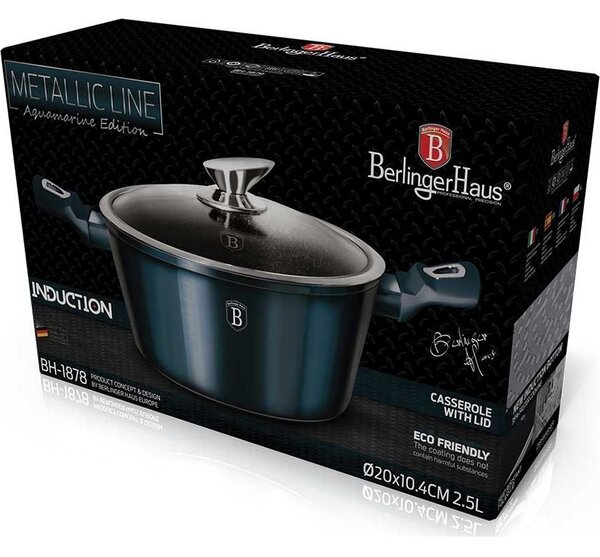BerlingerHaus BH/1878 Metallic Line Aquamarine Edition Lábas - Kovácsolt Alumínium, Metál Kék