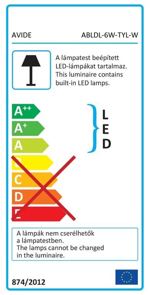 Avide LED asztali lámpa Tyler fehér 6W (ABLDL-6W-TYL-W)