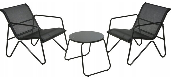 Conjunto Mesa 47x43 Cm + 2 Sillones Metal Textilene Progarden