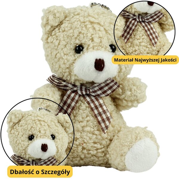 Teddy Mackó Plüss Kulcstartó Medve Medál Dekoráció Bézs 8Cm – 22494