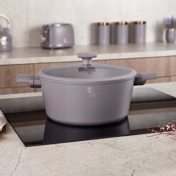 BerlingerHaus BH/8103 Taupe Collection Lábas - Fedővel, 8 L, Kovácsolt Alumínium, Matt Taupe
