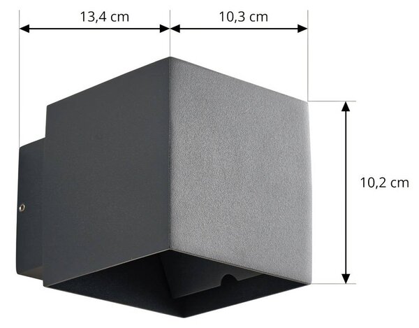 Lindby LED kültéri fali lámpa Esani, antracit, fel/le, IP54, Fekete, Alumínium, Modern