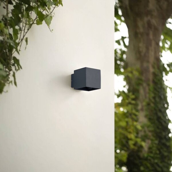 Lindby LED kültéri fali lámpa Esani, antracit, fel/le, IP54, Fekete, Alumínium, Modern