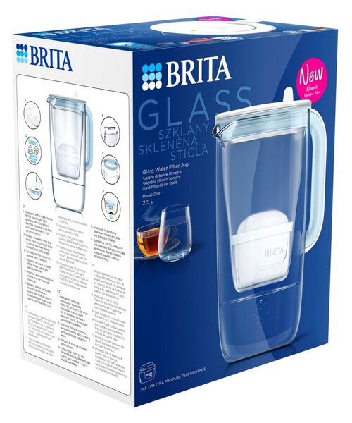 Brita Glass Jug üveg vízszűrő kancsó 2.5 liter világoskék (1050452)
