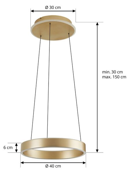 Lucande LED lógó világítás Tindra, Ø 40 cm, arany, dimmelhető, dimmelhető, Sárgaréz / arany, Nappali / Étkező, fém, Modern