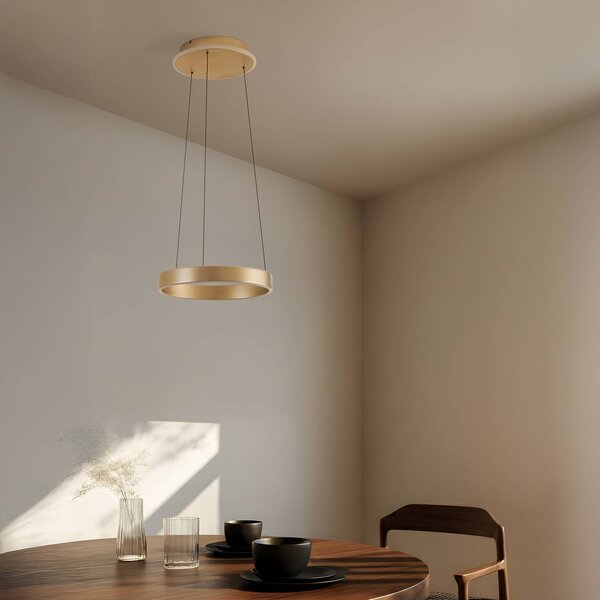 Lucande LED lógó világítás Tindra, Ø 40 cm, arany, dimmelhető, dimmelhető, Sárgaréz / arany, Nappali / Étkező, fém, Modern