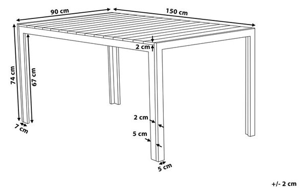 6 személyes kerti étkezőasztal COMO 150 cm 90 cm Bézs