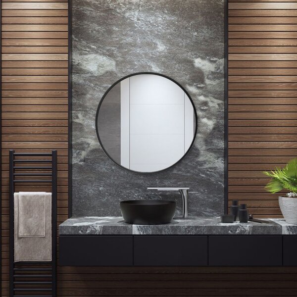 Fürdőszobai fali tükör Modugno (Ø): 60 cm fekete