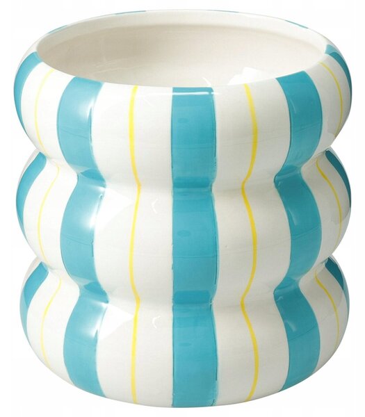 Ceramiczna osłona na doniczkę w paski LINJE, 14 cm