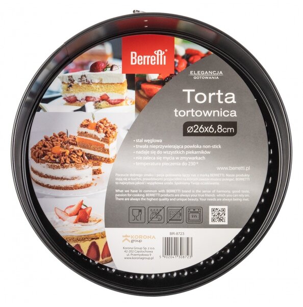Berretti BR-8723 Kerek csatos tortaforma 26 cm - Fekete