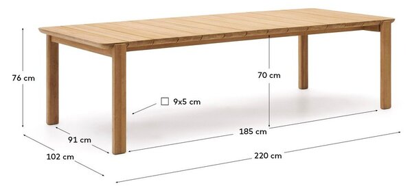 Teakfa kerti étkezőasztal 102x220 cm Icaro – Kave Home