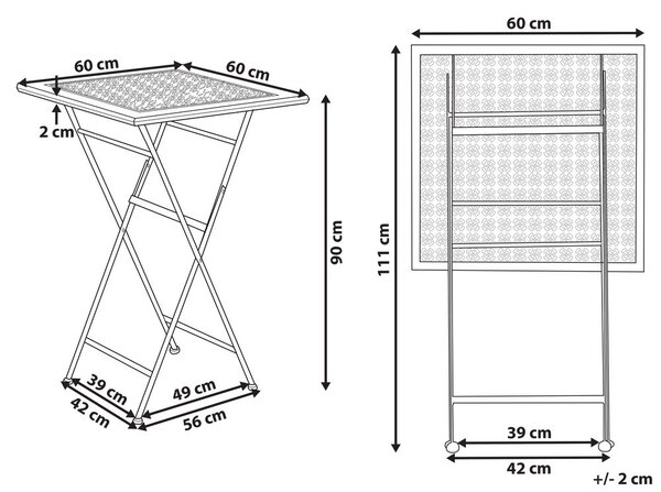 Kerti bárasztal BORMIO 60 cm 60 cm Fém Fekete