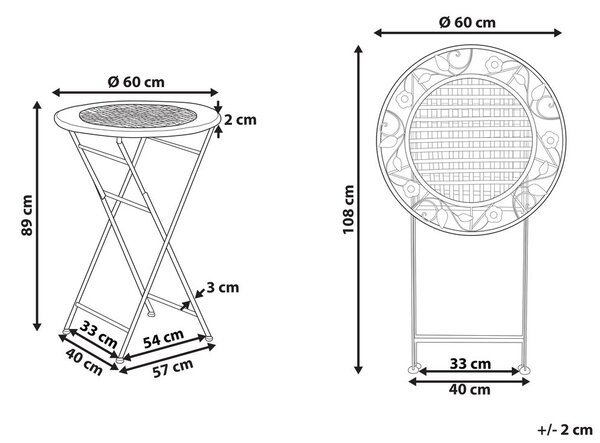 Kerti bárasztal BIVIO 60 cm 60 cm Fém Világoszöld