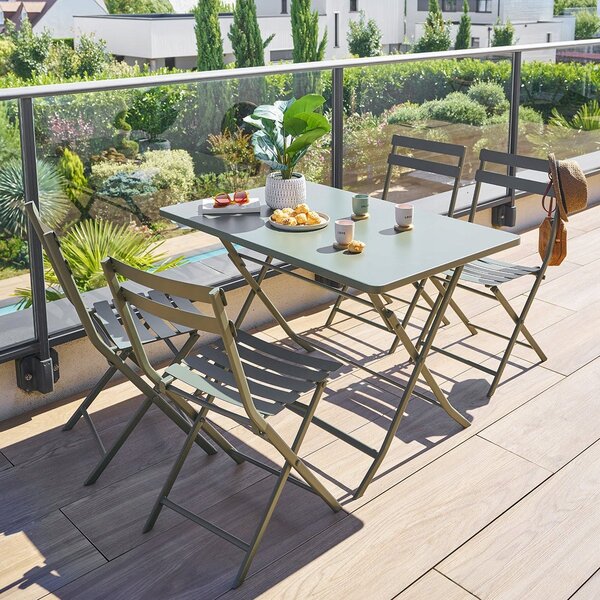 Mesa De Jardín Rectangular Plegable "greensboro" - Verde Laurel - 4 Plazas - Acero