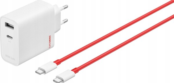 Oneplus Supervooc Hálózati Töltő Usb+type-C Aljzat 80w, Gan + Type-C Kábel, Fehér