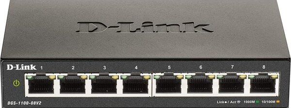 D-Link DGS-1100-08V2 hálózati kapcsoló Vezérelt L2 Gigabit Ethernet (10/100/1000) Fekete