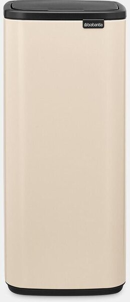 Brabantia Bo Touch Bin nyomófedeles hulladékgyűjtő, karcsú, négyzetes forma, műanyag tartály, 30L - O méret, acél, világos bézs - 238222
