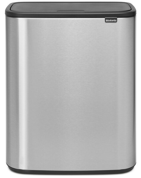 BRABANTIA Bo Touch Bin nyomófedeles hulladékgyűjtő XXL padlón álló műanyag tartály 2x30L - O méret r.m. acél selyem ujjlenyomatmentes - 221422