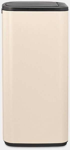 Brabantia Bo Touch Bin nyomófedeles hulladékgyűjtő, karcsú, négyzetes forma, műanyag tartály, 30L - O méret, acél, világos bézs - 238222