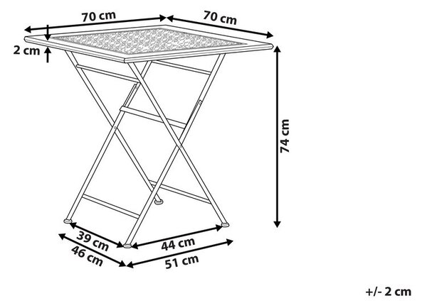 Bisztró asztal BORMIO 70 cm 70 cm Fém Fekete