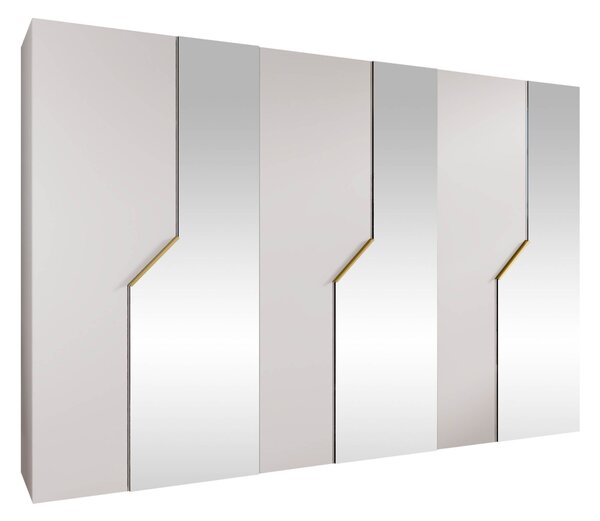 Gardróbszekrény Hartford 599, Laminált forgácslap, 202x300x52cm, Fehér, Aranysárga