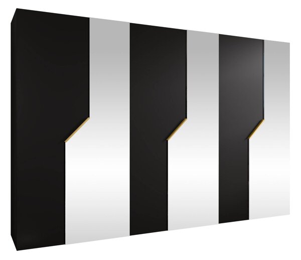 Gardróbszekrény Hartford 599, Laminált forgácslap, 202x300x52cm, Aranysárga, Fekete
