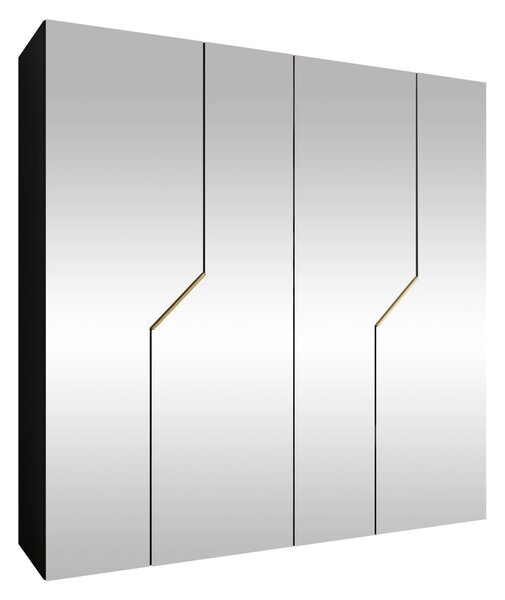 Gardróbszekrény Hartford 601, Laminált forgácslap, 202x200x52cm, Fekete, Aranysárga