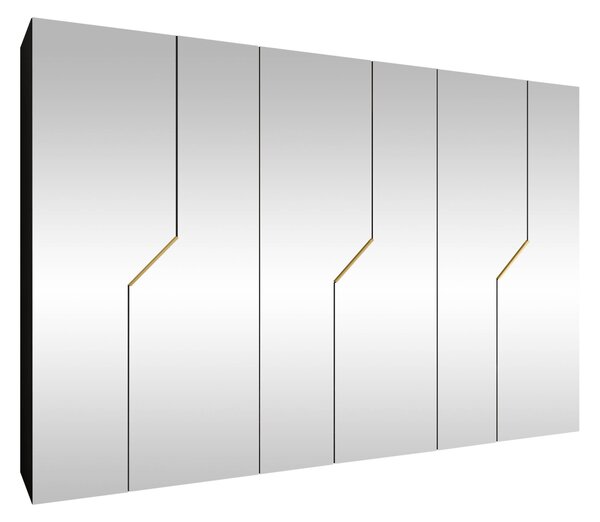 Gardróbszekrény Hartford 602, Laminált forgácslap, 202x300x52cm, Aranysárga, Fekete