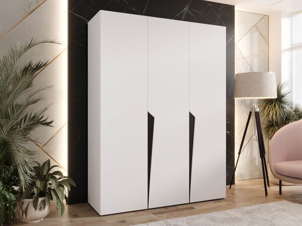 Gardróbszekrény Hartford 604, Laminált forgácslap, 202x150x52cm, Fehér, Fekete