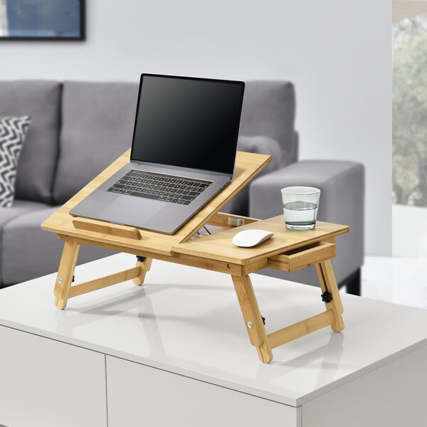 Bambusz laptoptartó asztal Trysil alkalmas max. 17 colos laptopok számára