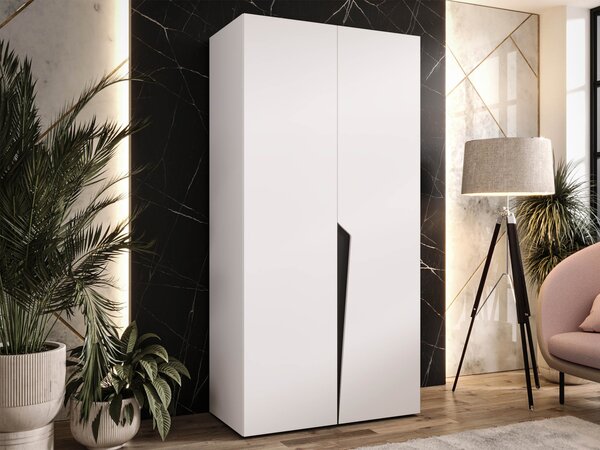 Gardróbszekrény Hartford 603, Laminált forgácslap, 202x100x52cm, Fehér, Fekete