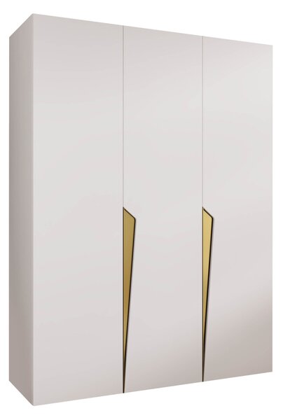 Gardróbszekrény Hartford 604, Laminált forgácslap, 202x150x52cm, Fehér, Aranysárga