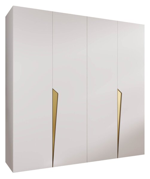 Gardróbszekrény Hartford 605, Laminált forgácslap, 202x200x52cm, Fehér, Aranysárga