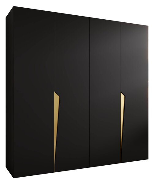 Gardróbszekrény Hartford 605, Laminált forgácslap, 202x200x52cm, Aranysárga, Fekete
