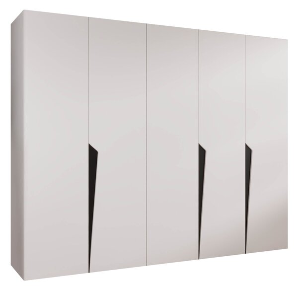 Gardróbszekrény Hartford 606, Laminált forgácslap, 202x250x52cm, Fehér, Fekete