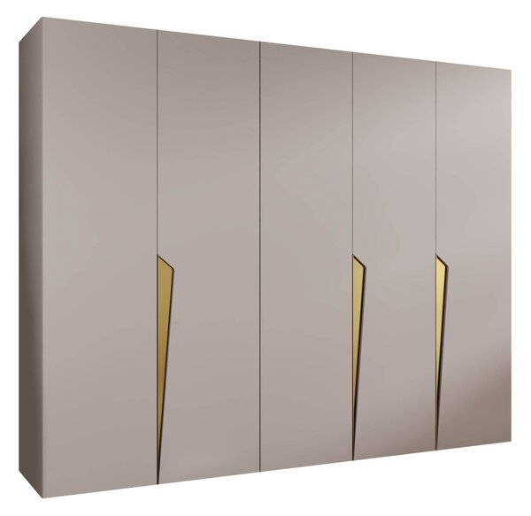 Gardróbszekrény Hartford 606, Laminált forgácslap, 202x250x52cm, Kasmír, Aranysárga